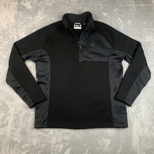 Spyder Mens Gait Half Zip Fleece Sweater Size XL Black Pullover Jacket Gorpcore